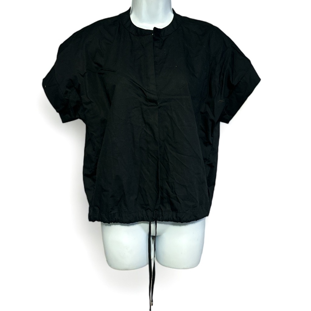 Calvin Klein Black Wide Sleeve Lightweight Drawstring Waist Blouse Sz Small NWT